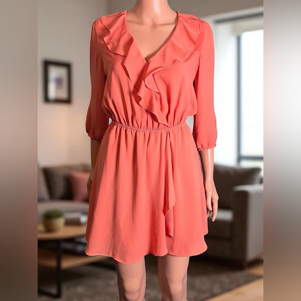 Forever 21 Exclusive Dress. Coral-Orange-Peach. Knee Length. Size Medium